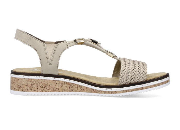 Rieker Sandale mit Flechtung und Metallschmuck BEIGE